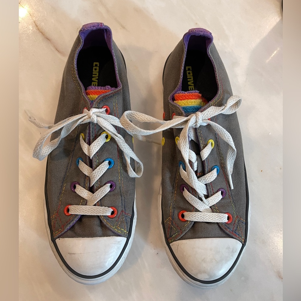 Converse Kids' Gray Rainbow All-Star Sneakers size 4 Juniors